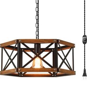 Industrial Black and Brown Chandelier